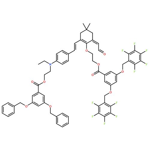 Benzoic acid, 3,5-bis[(2,3,4,5,6-pentafluorophenyl)methoxy]-, 2-[[2-[2-[4-[[2-[[3,5-bis(phenylmethoxy)benzoyl]oxy]ethyl]ethylamino]phenyl]ethenyl]-4,4-dimethyl-6-(2-oxoethylidene)-1-cyclohexen-1-yl]oxy]ethyl ester