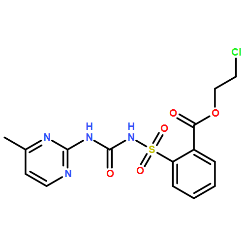 Benzoic acid, 2-[[[[(4-methyl-2-pyrimidinyl)amino]carbonyl]amino]sulfonyl]-, 2-chloroethyl ester