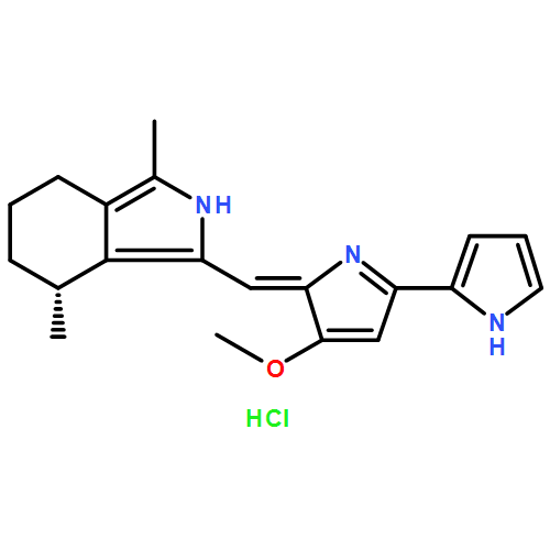 2H-Isoindole, 4,5,6,7-tetrahydro-3-[(Z)-[3-methoxy-5-(1H-pyrrol-2-yl)-2H-pyrrol-2-ylidene]methyl]-1,4-dimethyl-, hydrochloride (1:1), (4R)-