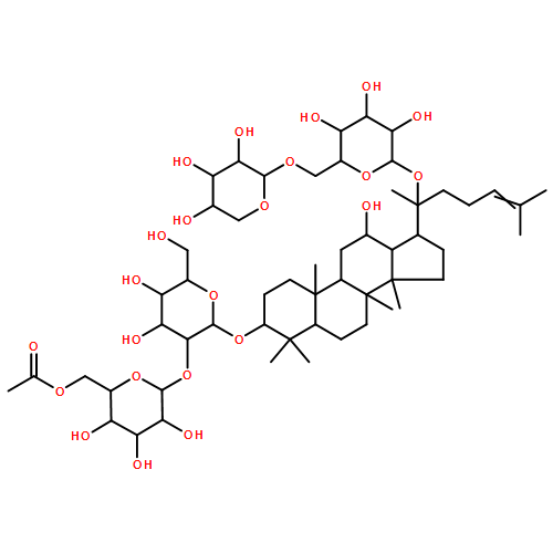 β-D-Glucopyranoside, (3β,12β)-20-[(6-O-α-L-arabinopyranosyl-β-D-glucopyranosyl)oxy]-12-hydroxydammar-24-en-3-yl 2-O-(6-O-acetyl-β-D-