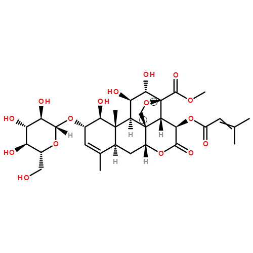 Picras-3-en-21-oic acid, 13,20-epoxy-2-(β-D-glucopyranosyloxy)-1,11,12-trihydroxy-15-[(3-methyl-1-oxo-2-butenyl)oxy]-16-oxo-, methyl ester,