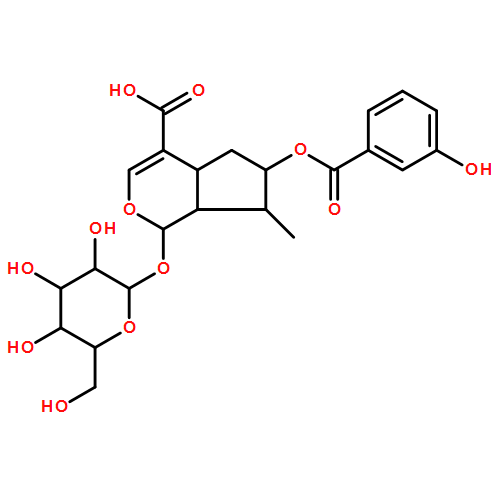 Cyclopenta[c]pyran-4-carboxylic acid, 1-(β-D-glucopyranosyloxy)-1,4a,5,6,7,7a-hexahydro-6-[(3-hydroxybenzoyl)oxy]-7-methyl-, (1S,4aS,6R,7R,7aS)-