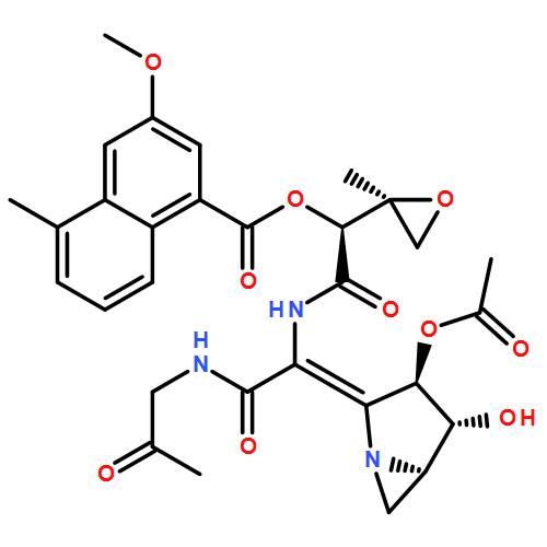 [(1S)-2-[[(1E)-1-[(1S,2R,3R)-3-ACETYLOXY-2-HYDROXY-5-AZABICYCLO[3.1.0]HEXAN-4-YLIDENE]-2-OXO-2-(2-OXOPROPYLAMINO)ETHYL]AMINO]-1-[(2S)-2-METHYLOXIRAN-2-YL]-2-OXOETHYL] 3-METHOXY-5-METHYLNAPHTHALENE-1-CARBOXYLATE