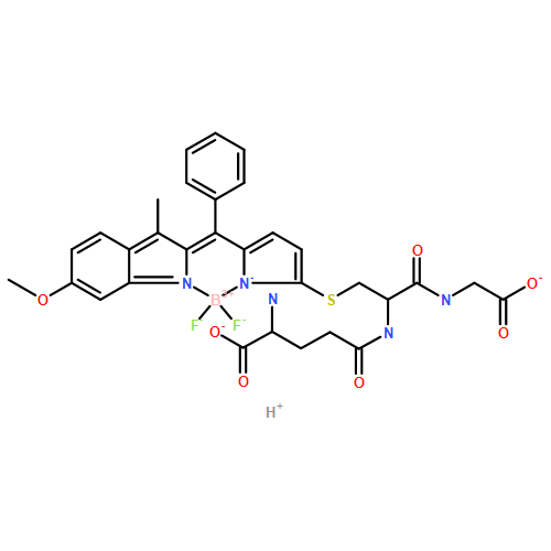Borate(2-?)?, difluoro[L-?γ-?glutamyl-?S-?[5-?[(6-?methoxy-?3-?methyl-?2H-?indol-?2-?ylidene-?κN)?phenylmethyl]?-?1H-?pyrrol-?2-?yl-?κN]?-?L-?cysteinylglycinato(3?-?)?]?-?, hydrogen (1:2)?, (T-?4)?- 