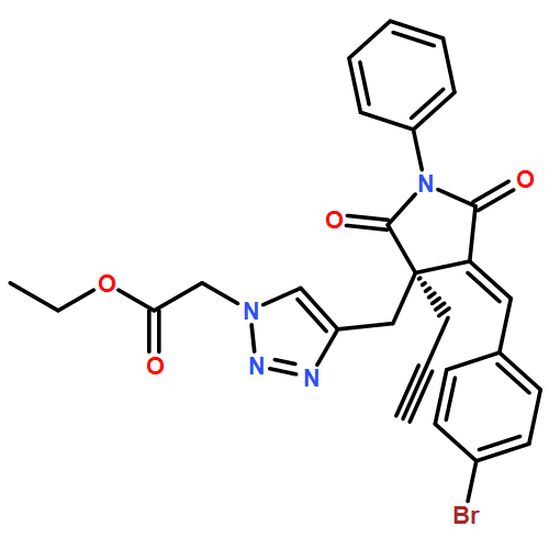 1H-1,2,3-Triazole-1-acetic acid, 4-[[(3R,4E)-4-[(4-bromophenyl)methylene]-2,5-dioxo-1-phenyl-3-(2-propyn-1-yl)-3-pyrrolidinyl]methyl]-, ethyl ester