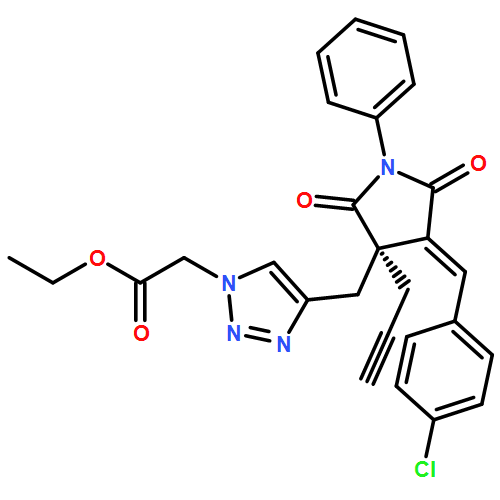 1H-1,2,3-Triazole-1-acetic acid, 4-[[(3R,4E)-4-[(4-chlorophenyl)methylene]-2,5-dioxo-1-phenyl-3-(2-propyn-1-yl)-3-pyrrolidinyl]methyl]-, ethyl ester