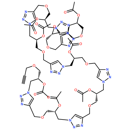 1H-1,2,3-Triazole-1-ethanol, 4-[[(2R)-2-(acetyloxy)-3-[4-[[(2R)-2-(acetyloxy)-3-[4-[[(2R)-2-(acetyloxy)-3-[4-[[(2R)-2-oxiranylmethoxy]methyl]-1H-1,2,3-triazol-1-yl]propoxy]methyl]-1H-1,2,3-triazol-1-yl]propoxy]methyl]-1H-1,2,3-triazol-1-yl]propoxy]methyl]-α-[[[1-[(2R)-2-(acetyloxy)-3-[[1-[(2R)-2-(acetyloxy)-3-[[1-[(2R)-2-(acetyloxy)-3-(2-propyn-1-yloxy)propyl]-1H-1,2,3-triazol-4-yl]methoxy]propyl]-1H-1,2,3-triazol-4-yl]methoxy]propyl]-1H-1,2,3-triazol-4-yl]methoxy]methyl]-, 1-acetate, (αR)-