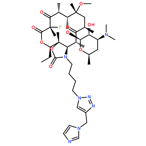 2H-Oxacyclotetradecino[4,3-d]oxazole-2,6,8,14(1H,7H,9H)-tetrone, 4-ethyl-7-fluorooctahydro-1-[4-[4-(1H-imidazol-1-ylmethyl)-1H-1,2,3-triazol-1-yl]butyl]-11-methoxy-3a,7,9,11,13,15-hexamethyl-10-[[3,4,6-trideoxy-3-(dimethylamino)-β-D-xylo-hexopyranosyl]oxy]-, (3aS,4R,7S,9R,10R,11R,13R,15R,15aR)-