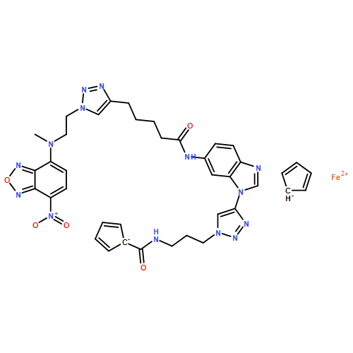 Ferrocene, [[[3-[4-[6-[[5-[1-[2-[methyl(7-nitro-2,1,3-benzoxadiazol-4-yl)amino]ethyl]-1H-1,2,3-triazol-4-yl]-1-oxopentyl]amino]-1H-benzimidazol-1-yl]-1H-1,2,3-triazol-1-yl]propyl]amino]carbonyl]-
