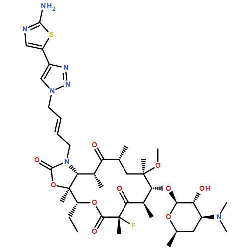 2H-Oxacyclotetradecino[4,3-d]oxazole-2,6,8,14(1H,7H,9H)-tetrone, 1-[(2E)-4-[4-(2-amino-5-thiazolyl)-1H-1,2,3-triazol-1-yl]-2-buten-1-yl]-4-ethyl-7-fluorooctahydro-11-methoxy-3a,7,9,11,13,15-hexamethyl-10-[[3,4,6-trideoxy-3-(dimethylamino)-β-D-xylo-hexopyranosyl]oxy]-, (3aS,4R,7S,9R,10R,11R,13R,15R,15aR)-