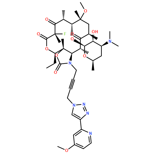 2H-Oxacyclotetradecino[4,3-d]oxazole-2,6,8,14(1H,7H,9H)-tetrone, 4-ethyl-7-fluorooctahydro-11-methoxy-1-[4-[4-(4-methoxy-2-pyridinyl)-1H-1,2,3-triazol-1-yl]-2-butyn-1-yl]-3a,7,9,11,13,15-hexamethyl-10-[[3,4,6-trideoxy-3-(dimethylamino)-β-D-xylo-hexopyranosyl]oxy]-, (3aS,4R,7S,9R,10R,11R,13R,15R,15aR)-