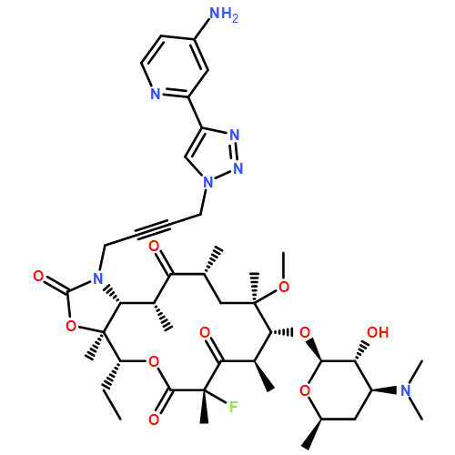 2H-Oxacyclotetradecino[4,3-d]oxazole-2,6,8,14(1H,7H,9H)-tetrone, 1-[4-[4-(4-amino-2-pyridinyl)-1H-1,2,3-triazol-1-yl]-2-butyn-1-yl]-4-ethyl-7-fluorooctahydro-11-methoxy-3a,7,9,11,13,15-hexamethyl-10-[[3,4,6-trideoxy-3-(dimethylamino)-β-D-xylo-hexopyranosyl]oxy]-, (3aS,4R,7S,9R,10R,11R,13R,15R,15aR)-