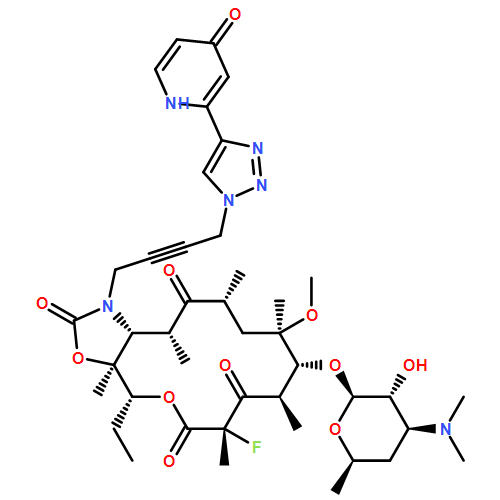 2H-Oxacyclotetradecino[4,3-d]oxazole-2,6,8,14(1H,7H,9H)-tetrone, 1-[4-[4-(1,4-dihydro-4-oxo-2-pyridinyl)-1H-1,2,3-triazol-1-yl]-2-butyn-1-yl]-4-ethyl-7-fluorooctahydro-11-methoxy-3a,7,9,11,13,15-hexamethyl-10-[[3,4,6-trideoxy-3-(dimethylamino)-β-D-xylo-hexopyranosyl]oxy]-, (3aS,4R,7S,9R,10R,11R,13R,15R,15aR)-
