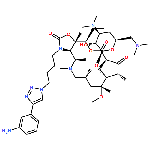 Oxazolo[5,4-c][1,6]oxaazacyclopentadecine-2,12,14(13H)-trione, 3-[4-[4-(3-aminophenyl)-1H-1,2,3-triazol-1-yl]butyl]-16-ethyldodecahydro-9-methoxy-4,5,7,9,11,13,16a-heptamethyl-10-[[3,4,6-trideoxy-3,6-bis(dimethylamino)-β-D-xylo-hexopyranosyl]oxy]-, (3aR,4R,7R,9R,10R,11R,13R,16R,16aS)-