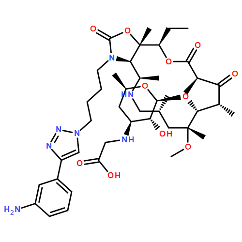 Oxazolo[5,4-c][1,6]oxaazacyclopentadecine-2,12,14(13H)-trione, 3-[4-[4-(3-aminophenyl)-1H-1,2,3-triazol-1-yl]butyl]-10-[[3-[(carboxymethyl)amino]-3,4,6-trideoxy-β-D-xylo-hexopyranosyl]oxy]-16-ethyldodecahydro-9-methoxy-4,7,9,11,13,16a-hexamethyl-, (3aR,4R,7R,9R,10R,11R,13R,16R,16aS)-