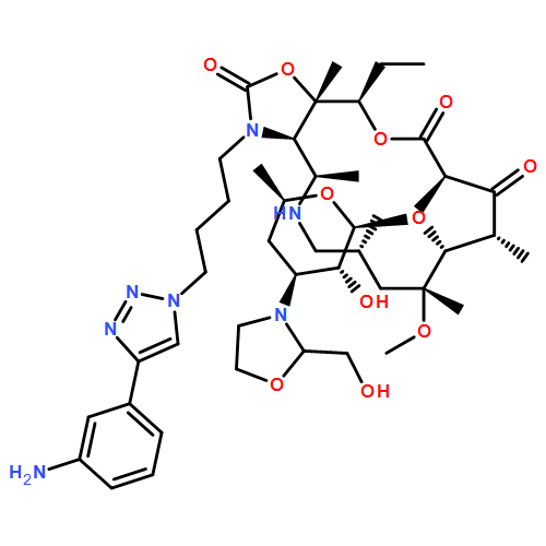 Oxazolo[5,4-c][1,6]oxaazacyclopentadecine-2,12,14(13H)-trione, 3-[4-[4-(3-aminophenyl)-1H-1,2,3-triazol-1-yl]butyl]-16-ethyldodecahydro-9-methoxy-4,7,9,11,13,16a-hexamethyl-10-[[3,4,6-trideoxy-3-[2-(hydroxymethyl)-3-oxazolidinyl]-β-D-xylo-hexopyranosyl]oxy]-, (3aR,4R,7R,9R,10R,11R,13R,16R,16aS)-