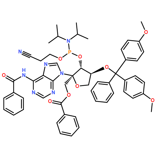 Benzamide, N-[9-[1-O-benzoyl-4-O-[bis(4-methoxyphenyl)phenylmethyl]-3-O-[[bis(1-methylethyl)amino](2-cyanoethoxy)phosphino]-α-L-threo-2-pentulofuranosyl]-9H-purin-6-yl]-