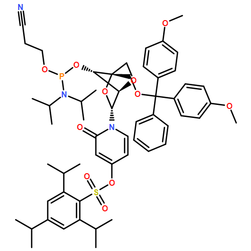 Benzenesulfonic acid, 2,4,6-tris(1-methylethyl)-, 1-[2,5-anhydro-4-C-[[bis(4-methoxyphenyl)phenylmethoxy]methyl]-3-O-[[bis(1-methylethyl)amino](2-cyanoethoxy)phosphino]-α-L-lyxofuranosyl]-1,2-dihydro-2-oxo-4-pyridinyl ester