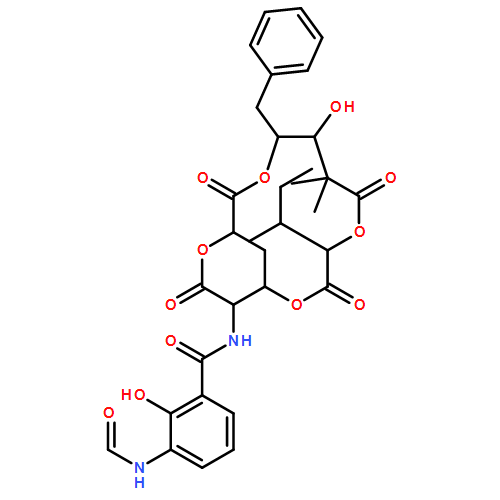 Benzamide, 3-(formylamino)-2-hydroxy-N-[(3S,6S,7R,10S,14R,15R)-14-hydroxy-3,7,13,13-tetramethyl-10-[(1S)-1-methylpropyl]-2,5,9,12-tetraoxo-15-(phenylmethyl)-1,4,8,11-tetraoxacyclopentadec-6-yl]- 