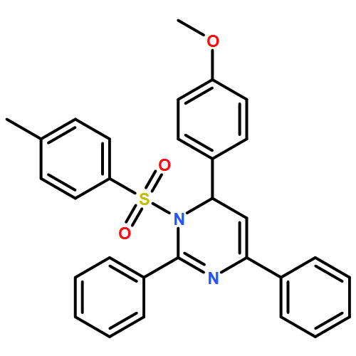 Pyrimidine, 1,6-dihydro-6-(4-methoxyphenyl)-1-[(4-methylphenyl)sulfonyl]-2,4-diphenyl- 