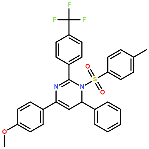 Pyrimidine, 1,6-dihydro-4-(4-methoxyphenyl)-1-[(4-methylphenyl)sulfonyl]-6-phenyl-2-[4-(trifluoromethyl)phenyl]- 