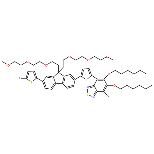 Poly[[5,6-bis(hexyloxy)-2,1,3-benzothiadiazole-4,7-diyl]-2,5-thiophenediyl[9,9-bis[2-[2-(2-methoxyethoxy)ethoxy]ethyl]-9H-fluorene-2,7-diyl]-2,5-thiophendiyl] 