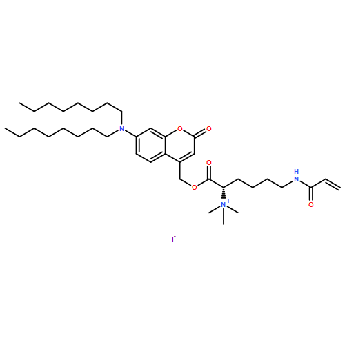 2-?Hexanaminium, 1-?[[7-?(dioctylamino)?-?2-?oxo-?2H-?1-?benzopyran-?4-?yl]?methoxy]?-?N,?N,?N-?trimethyl-?1-?oxo-?6-?[(1-?oxo-?2-?propen-?1-?yl)?amino]?-?, iodide (1:1)?, (2S)?- 