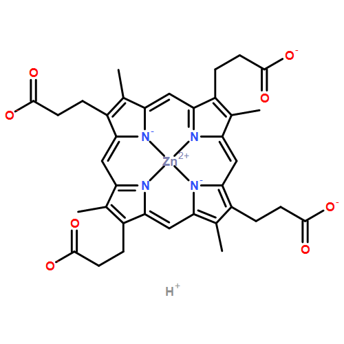 Zincate(4-), [3,8,13,18-tetramethyl-21H,23H-porphine-2,7,12,17-tetrapropanoato(6-)-κN21,κN22,κN23,κN24]-, hydrogen (1:4), (SP-4-1)-