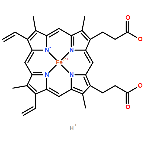 Ferrate(2-), [7,12-diethenyl-3,8,13,17-tetramethyl-21H,23H-porphine-2,18-dipropanoato(4-)-κN21,κN22,κN23,κN24]-, hydrogen (1:2), (SP-4-2)-