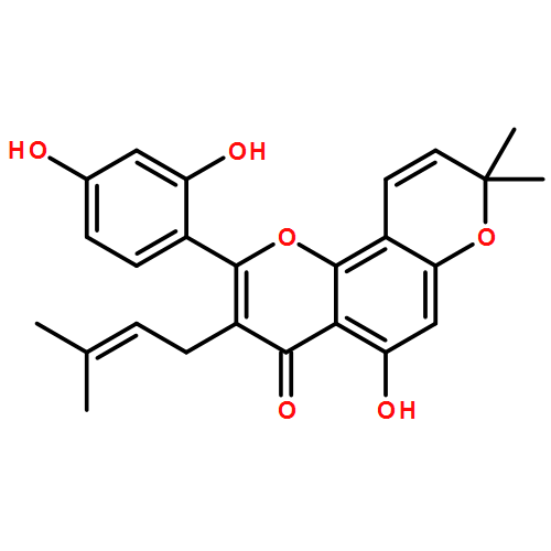 4H,8H-Benzo[1,2-b:3,4-b']dipyran-4-one, 2-(2,4-dihydroxyphenyl)-5-hydroxy-8,8-dimethyl-3-(3-methyl-2-buten-1-yl)-